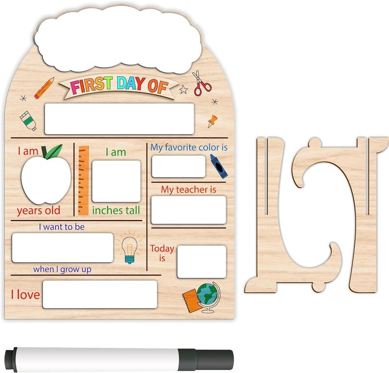 Musemory First Day Last Day of School Board Sign for Kids, First Day of Daycare Sign, Back To School Board Sign, Forst Day of School Sign, First Day of School Board - Back to School Kids Supplies Preschool - Image 1